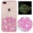 thumbnail image 1 of Luminous Case for iPhone 8 Plus / iPhone 7 Plus, Glow in the Dark Fluorescent Glitter Case for Women Girls, Bling Sparkle Lightweight Slim Shockproof Protective Phone Cover, Pink, 1 of 6