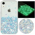 thumbnail image 1 of Luminous Case for iPhone XR, Glow in the Dark Fluorescent Glitter Case for Women Girls, Bling Sparkle Lightweight Slim Shockproof Protective Phone Cover for iPhone XR, White, 1 of 6