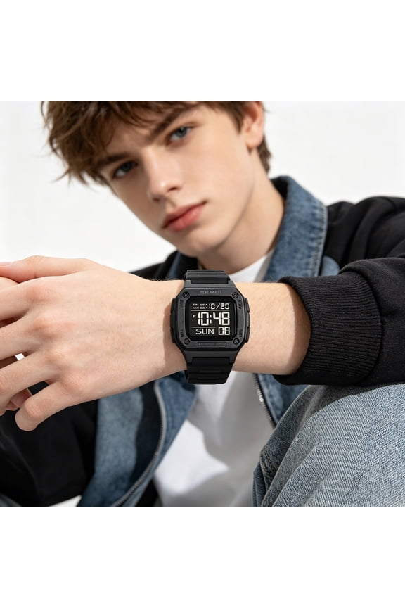 Luminous Casual Digital Wristwatch, dark environment visible screen, sealed waterproof performance, integrated multi function timing watch match student youth sports daily dressing style
