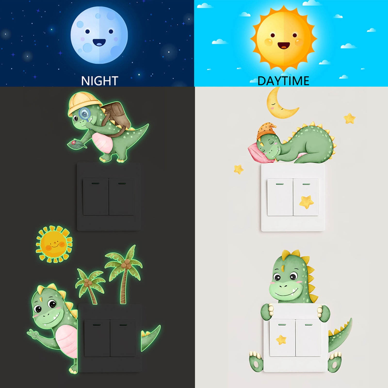 Luminous Dinosaur Sun Moon Sticker Bedroom Living Room Sticker