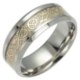 thumbnail image 1 of Unisex Titanium Steel Ring with Luminous Dragon Pattern European American Style Travel Gift Band for Men and Women Black Golden Silver, 1 of 4