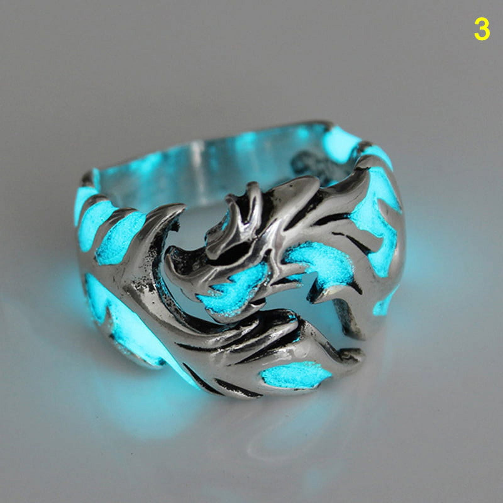 Luminous Dragons Ring for Men Noctilucent Night Light Glowing in