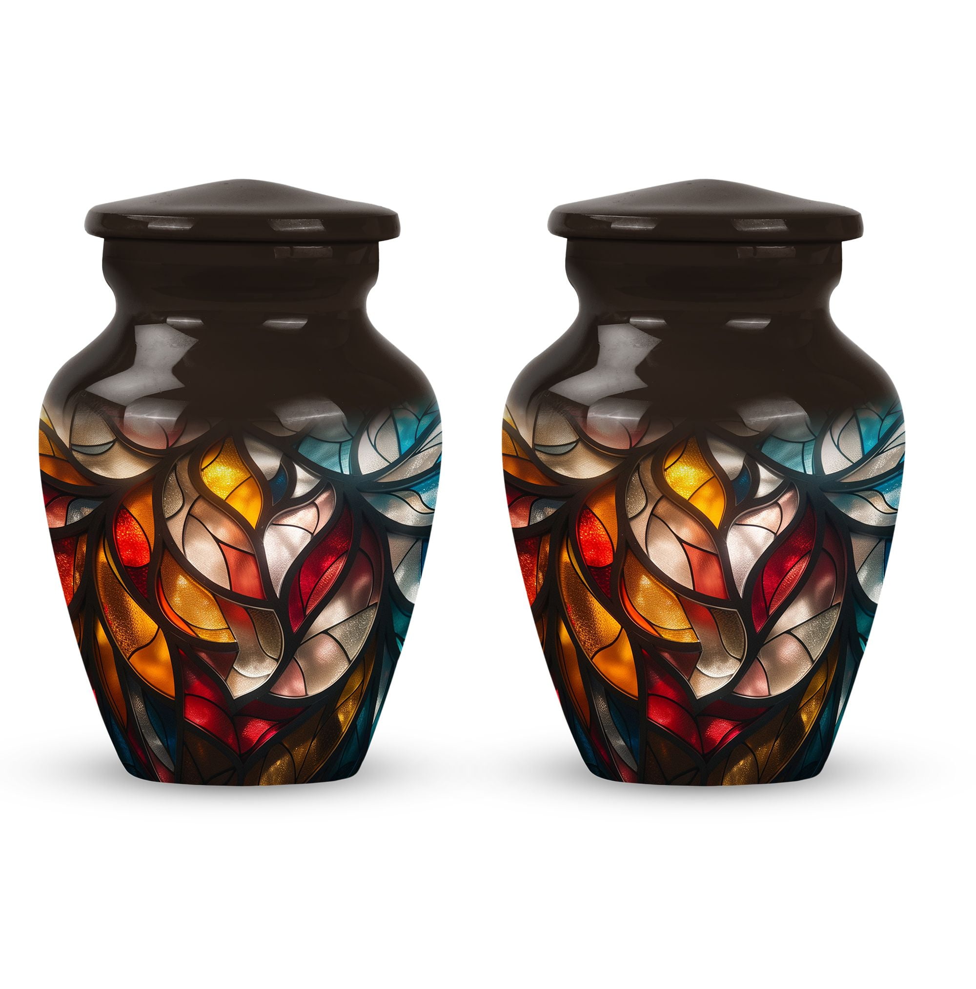 Luminous Elegance - Pack Of 2 - Keepsake Mini Cremation Urns For Adults - Small Urn For Human Ashes - Metal Urns For Adult Male & Female - Funeral Decorative Urns - Memorial For Human Remains