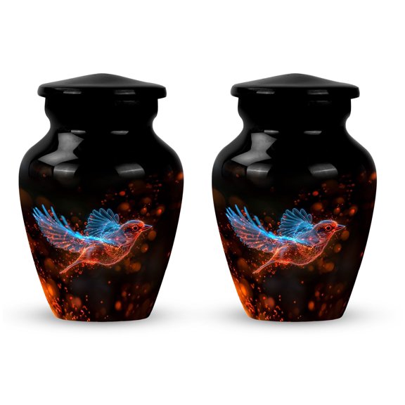 Luminous Ember Sparrow - Small Urns For Adult Male - Portable Mini Urn for Female Ashes - Compact Cremation Keepsake - Small Memorial for Adults 3 Inch, Set Of 2