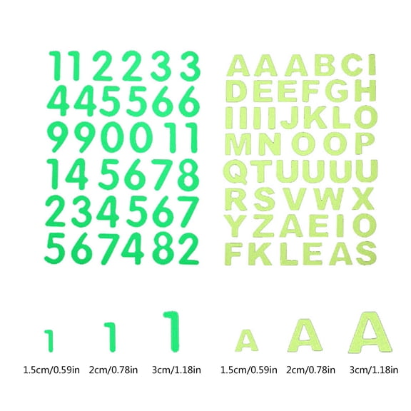 Luminous English Letters Removable Fluorescent Decorative Wall Stickers Glow Dark Night Art, 1.5-3 cm, Yellow