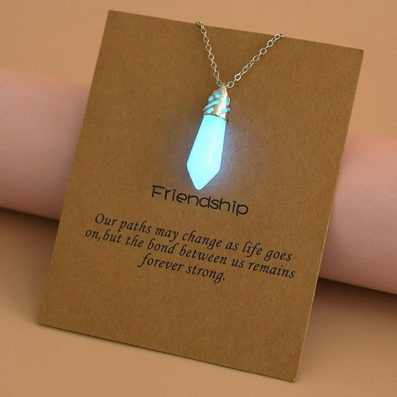 Luminous Fluorescent Crystal Necklaces In The Dark Crystal Pendant Necklaces Hexagonal Stone Chain Necklaces Christmas Present, Xinsrenus Under $5! Luminous Fluorescent Crystal Necklaces In