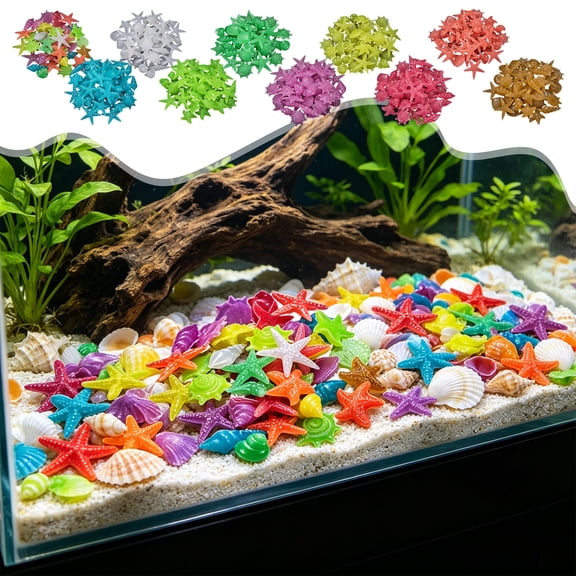 Luminous Fluorescent Sea Shells, Glowing Decorative Ornaments for Aquarium Fish Tank Landscape and Home Creative Decoration, C-Yellow