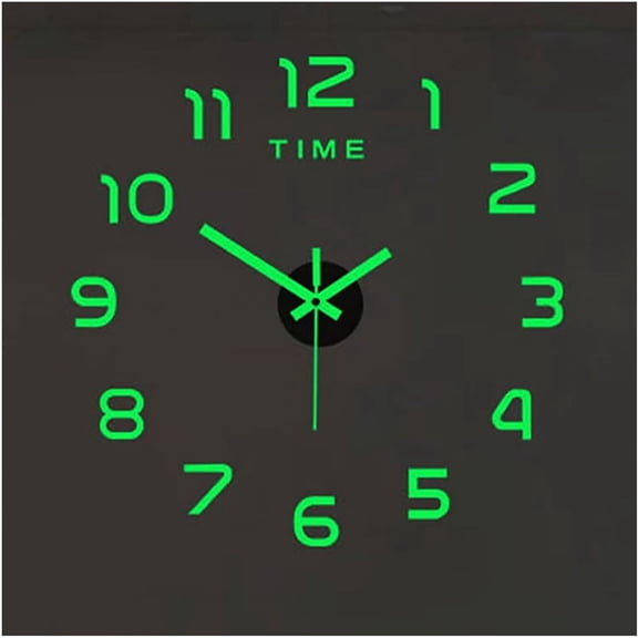 Luminous Frameless Wall Sticker Clock, 3D Analog Timekeeper for Home Mirror Surface Wall Clock Mute Silent Roman Numerals Clock Sticker for Living Room Bedroom Office Classroom