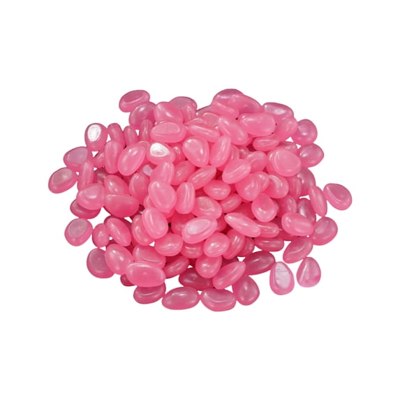 Luminous Garden Pebbles - 150pcs Glow in Dark Stones, Natural Resin Decorative Rocks for Aquariums, Walkways, and Outdoor/Indoor Decoration,Pink