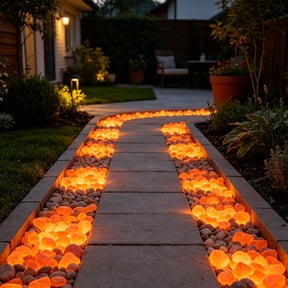 Luminous Garden Stones, Glowing Pebbles, Solar Powered Outdoor Landscaping Decorative Rocks, Waterproof Durable Resin Stepping Stones for Pathways and Aquariums