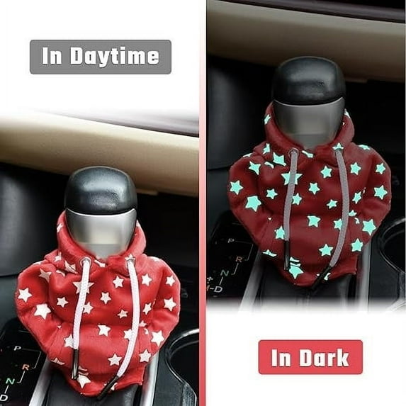 Luminous Gear Shift Hoodie Funny Gear Shift Cover Star Print Universal Car Shifter Hoodie Car Mini Sweater Hoodie Shifter Stick Protector Decoration Shift Knobs Cover Gift
