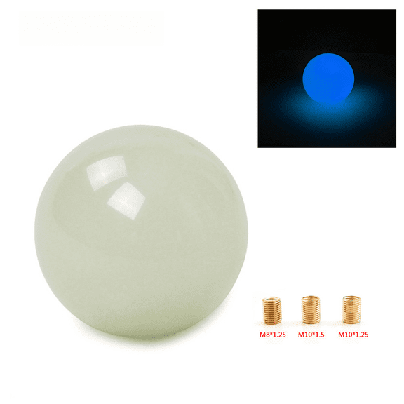 Luminous Gear Shift Knob Glow-in-the-Dark Acrylic Manual Transmission Shifter with 3 Adapters 8x1.25 10x1.5 10x1.25 for Most Cars(Blue)