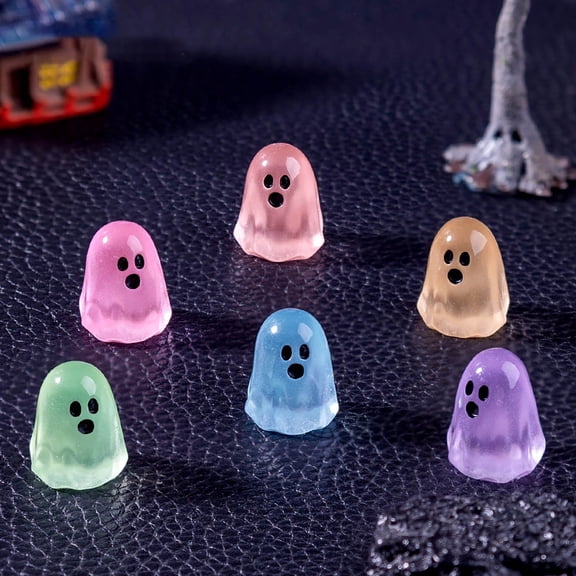 Luminous Ghost Desktop ornament Glow in the Dark Micro Figurines for Halloween DIY Craft Decoration Spooky Haunted House Accessories, Blue