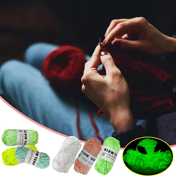 Luminous Glow in the Dark Polyester Yarn 164ft Soft Washable Knitting Thread Light Absorbing Supply for DIY Handmade Craft Holiday Art Project Creation