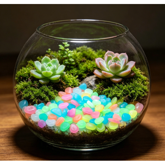 Luminous Glow Pebbles, Outdoor Garden Glow in the Dark Stones, Artificial Landscape Rocks for Walkway Driveway Path, Aquarium River Rocks, Random Colors Decorative Pebbles