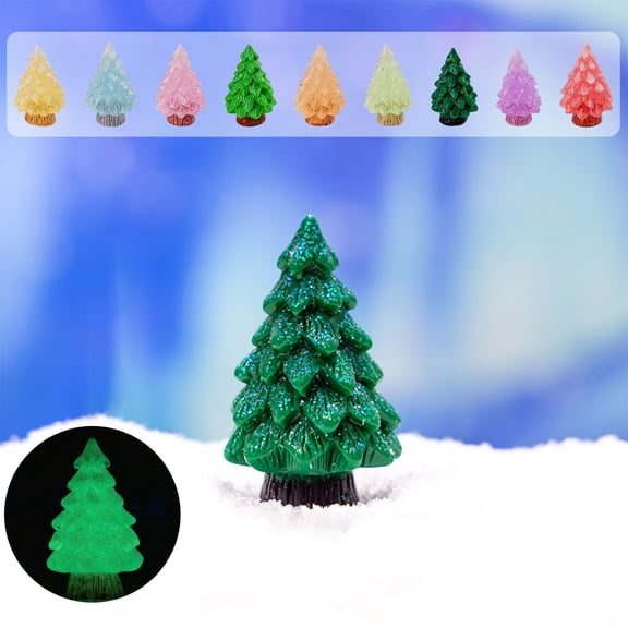 Luminous Glow-in-the-Dark Christmas Tree Ornaments 1PC，Miniature Resin Holiday Decor1.50x0.95x0.95in,Detailed Pine Tree Craft for Festive Display Scenes