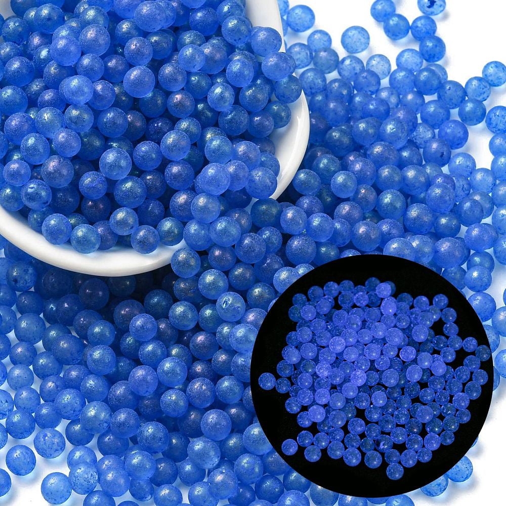 Luminous Glow in the Dark Transparent Glass Round Beads No Hole/Undrilled Royal Blue 5mm about 2800Pcs/bag
