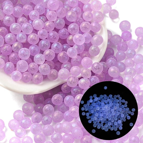 Luminous Glow in the Dark Transparent Glass Round Beads No Hole/Undrilled Violet 5mm about 2800Pcs/bag