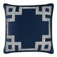 thumbnail image 1 of Luminous Greek Key Border Pillow - Navy Velvet, 1 of 4