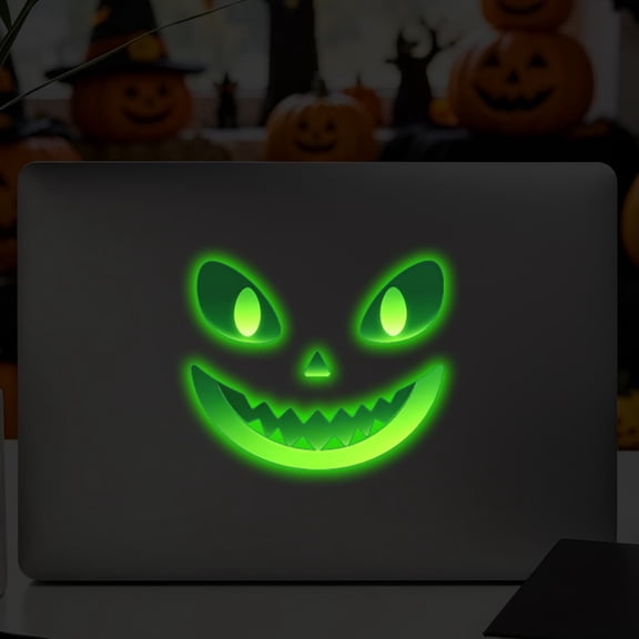 Luminous Grimace Wall Sticker, Glowing Ghost Face Decal for Spooky Room Decor, Removable Halloween Window Cling for Glass & Mirrors for Bedroom Window Door Spooky Party Supplies