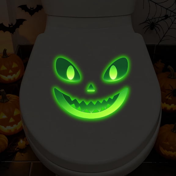 Luminous Grimace Wall Sticker, Glowing Ghost Face Decal for Spooky Room Decor, Removable Halloween Window Cling for Glass & Mirrors, UV Blacklight Reactive​, Green