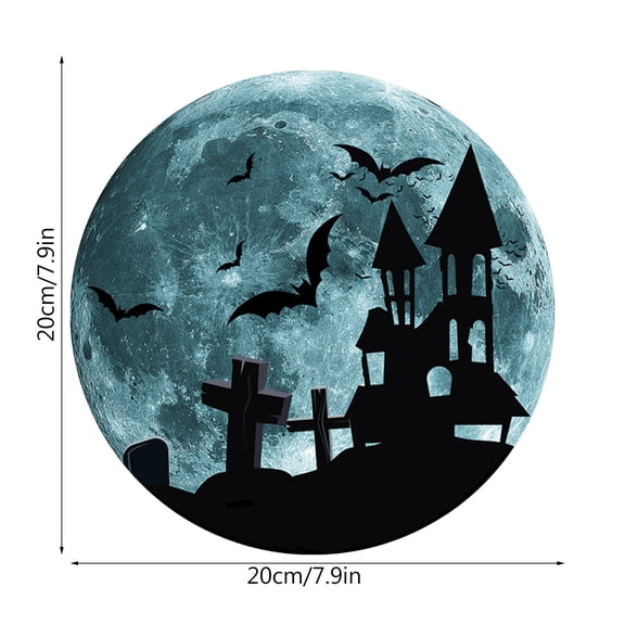 Luminous Halloween Glow in The Dark Bat Moon Wall Sticker 20cm for Children's Room Decor