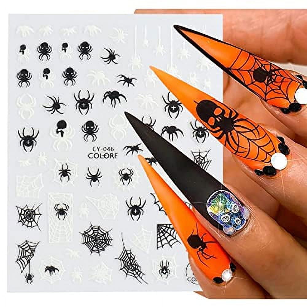 2pcs Halloween Nail Stickers Ghost Skull Nail Decals 3D Self Adhesive  Stickers For Nails Bat Spider Pumpkin Nail Art Stickers | SHEIN USA