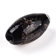 Luminous Handmade golden Sand Lampwork Beads Glow in the Dark Oval Black 2124.5x1112.5mm Hole 1.22.5mm Lampwork