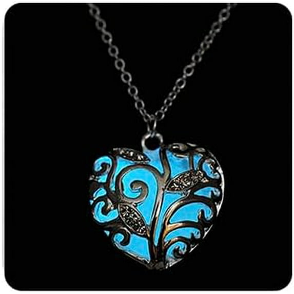 Luminous Heart Necklace Halloween Fluorescent Stone Necklace Glow in The Dark Accessories for Women