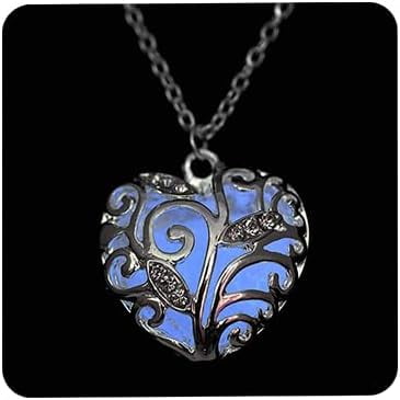 Luminous Heart Necklace Halloween Fluorescent Stone Necklace Glow in The Dark Accessories for Women