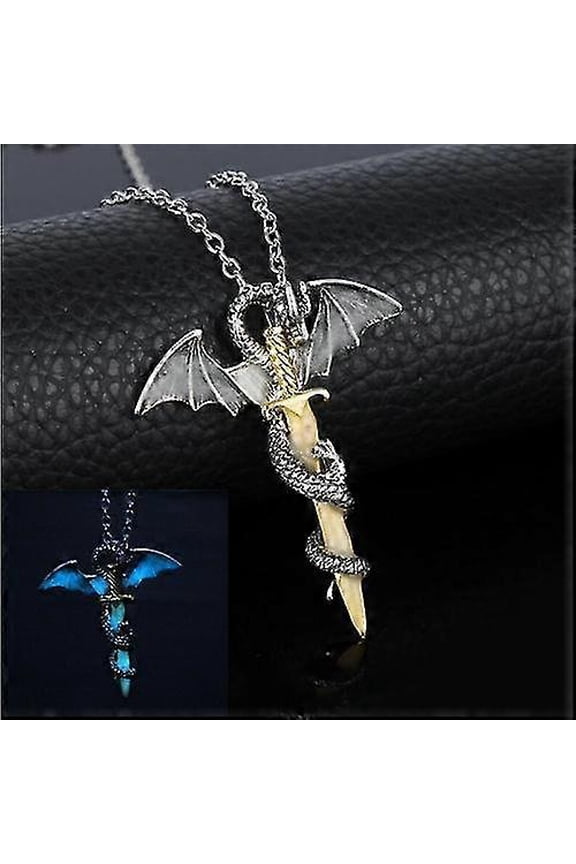 Luminous Jewelry Dragon Sword Pendant Necklace Dark Anime Necklace