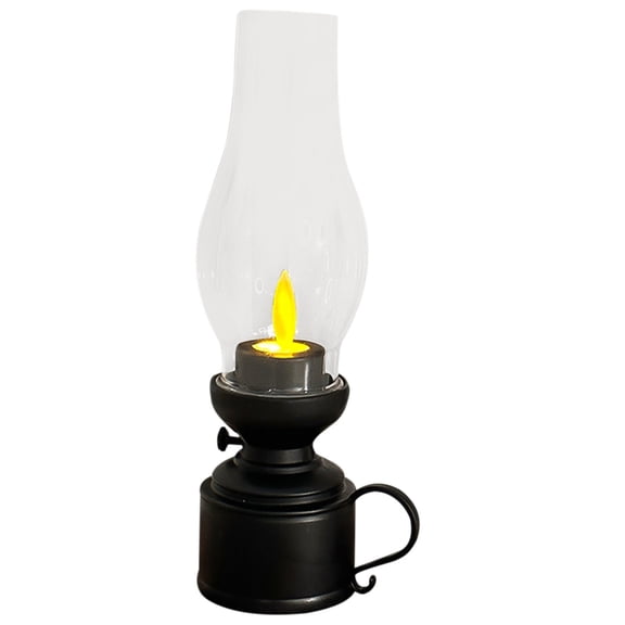 Luminous Kerosene Lamp LED Electronic Candle 7x5.5x18cm Vintage Decoration Night Light Wind Lamp Gift for Home Kitchen Dining Room Camping Emergency Lighting