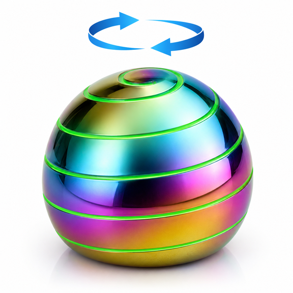 Luminous Kinetic Spinning Desk Toys,Metal Full Body Optical Illusion Fidget Spinner Ball,Glow in The Dark Fingertip for Office Classroom,Stress Relief Birthday Gift