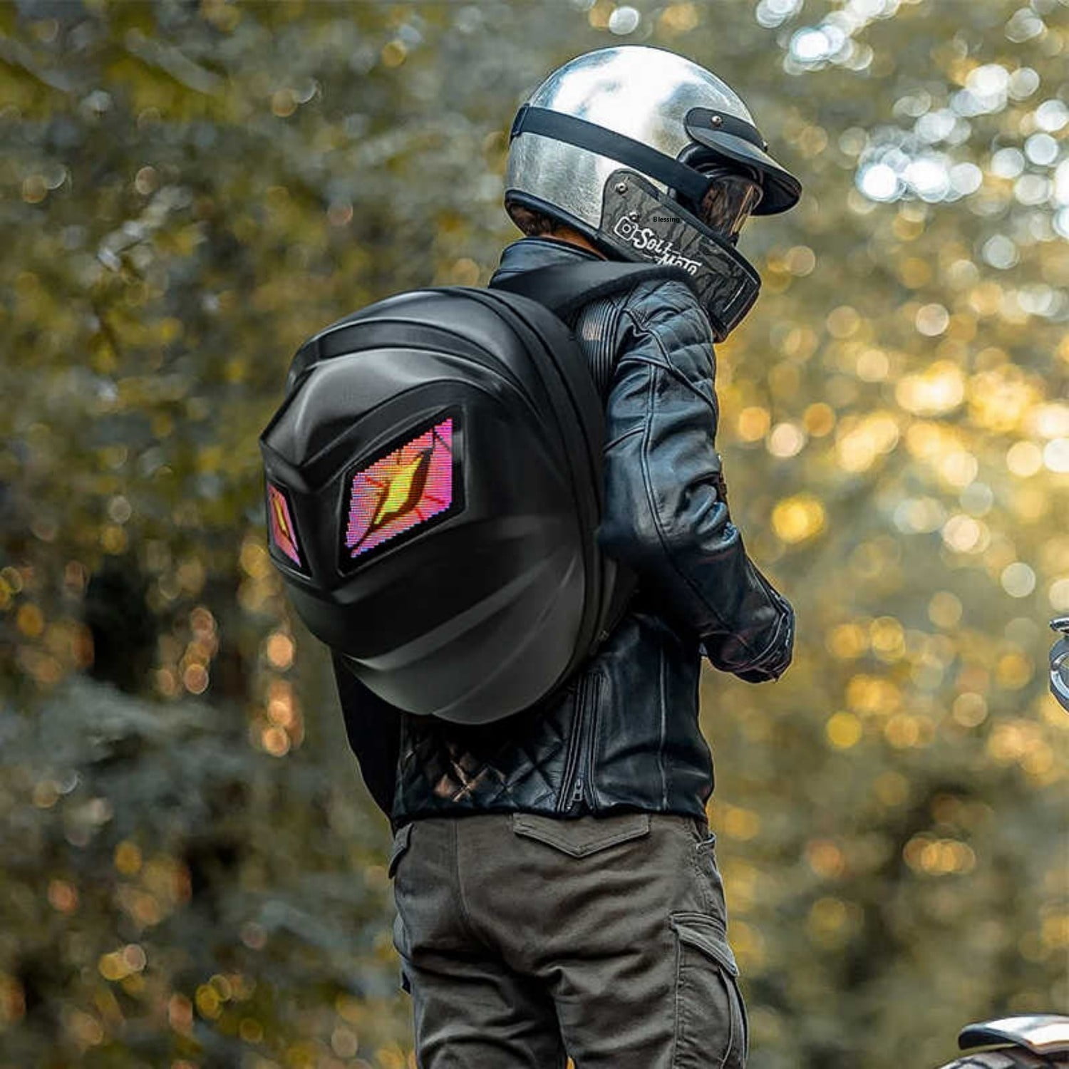 gear bag for motorcycle helmet LOBOO Portable Storage (BHB01BK) | Foldable Nylon Backpack Helmets Easy to use with gloves on Findci Luminous LED Waterproof Motorcycle