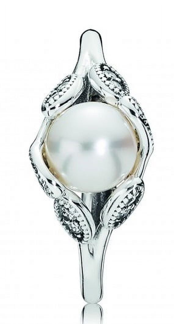 4℃ パール➕ダイヤモンドリング Luminous Leaves, White Pearl & Clear CZ Ring sz 48 190967P