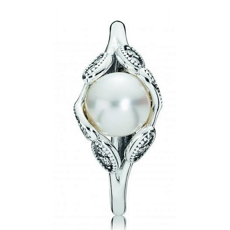 Luminous Leaves, White Pearl Clear CZ Ring sz 48 190967P-48
