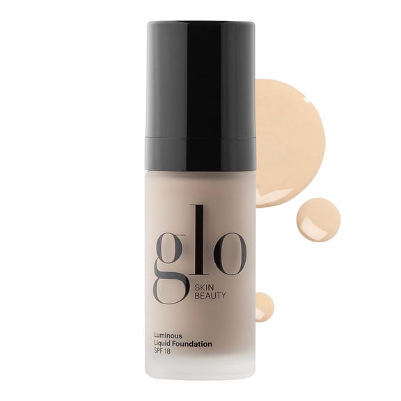 Glo Skin Beauty Luminous Liquid Mineral Foundation Makeup with SPF 18 (Linen) - Improves Uneven Skin Tone, Smooths & Corrects Imperfections, Sheer to Medium Coverage, Dewy Finish