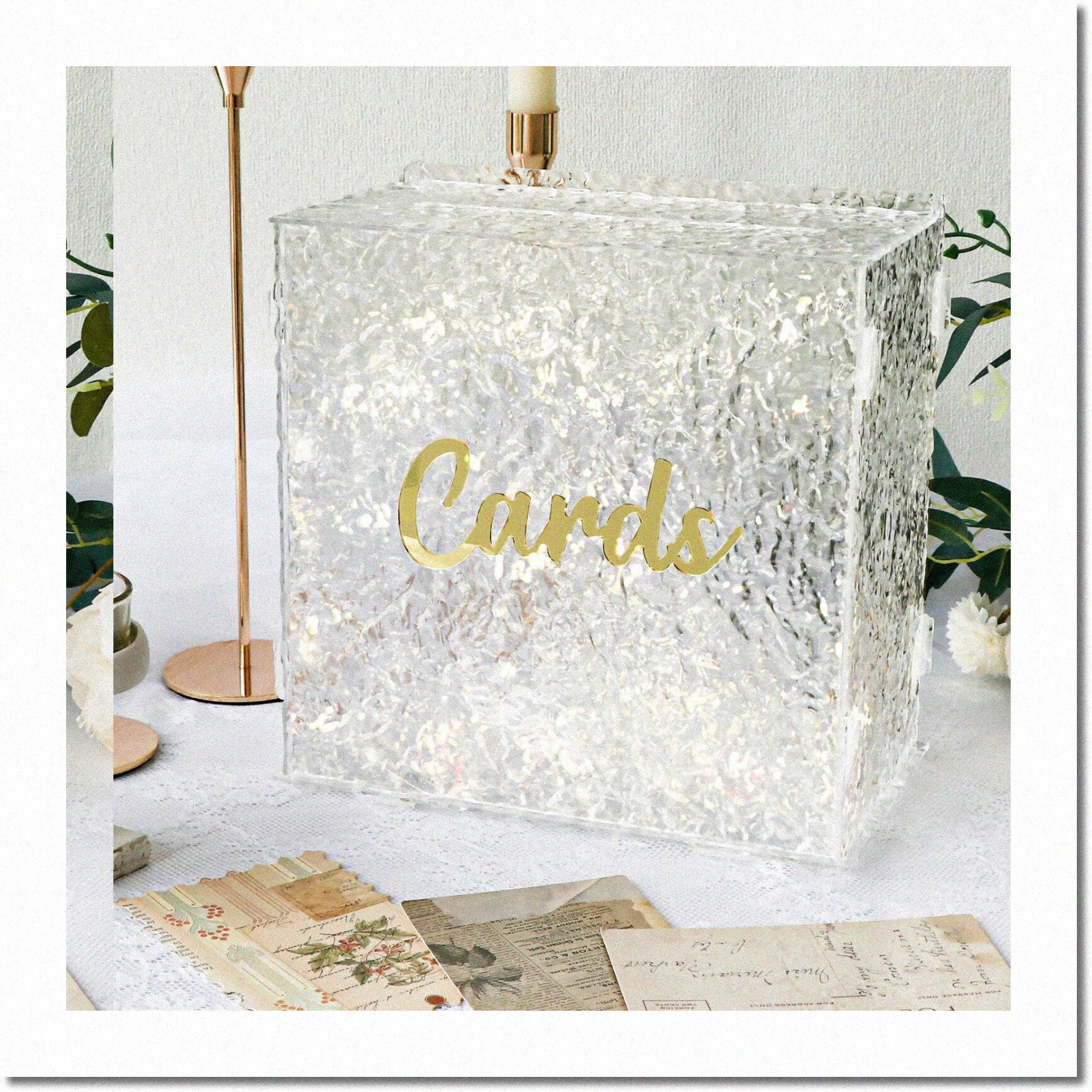 Luminous Lovebox Acrylic Wedding Card Holder with String Light