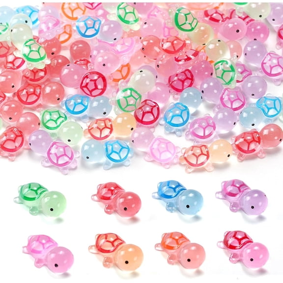 Luminous Mini Resin Turtles Sea Turtle Figurines, Resin Miniature Animal Figures in 8 Colors Cute Tiny Turtles Bulk Glow in Dark, Perfect for DIY Projects, Garden, Aquarium Decor