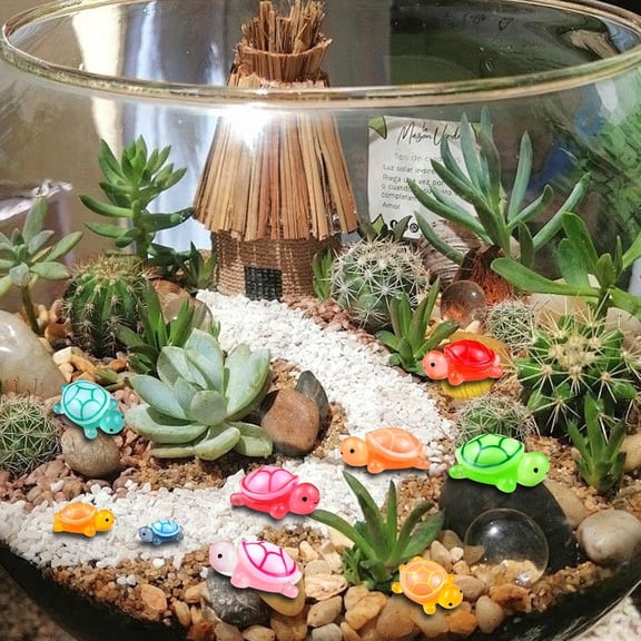 Luminous Mini Turtles Mini Resin Animals Tiny Turtles for Crafts Doll House Garden Micro Moss Landscape Home Decor, 10 Colors