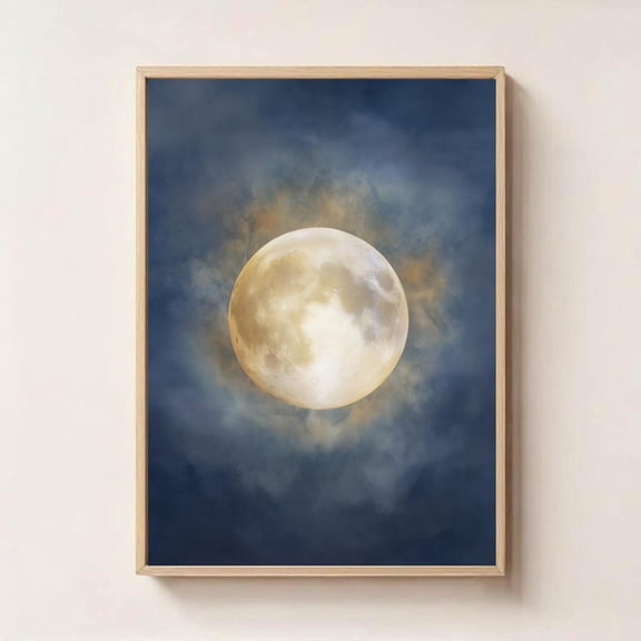 Luminous Moon Wall Art Celestial Intuition Manifestation Art, Unframed Paper Poster 16x20in