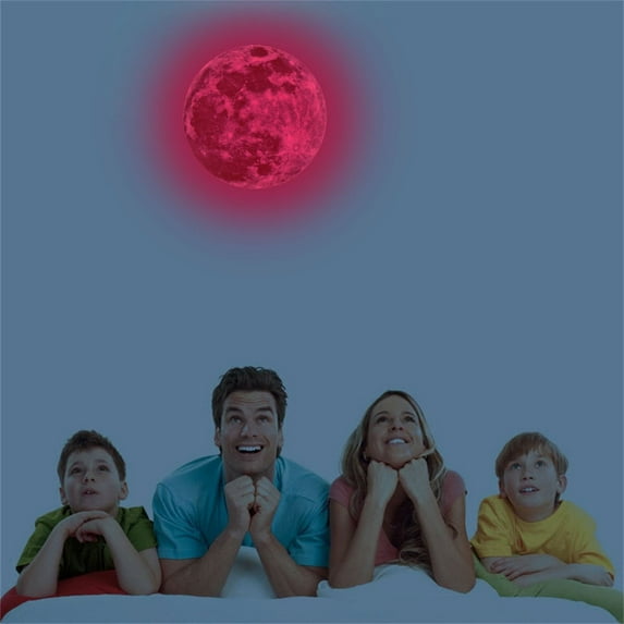 Luminous Moon Wall Sticker Pink Light 20Cm,1X Sticker,3D Large Moon Removable Glow In The Dark Sticker Planet Decal Solar System Decoration for Room Wall Or Ceiling Wall Art