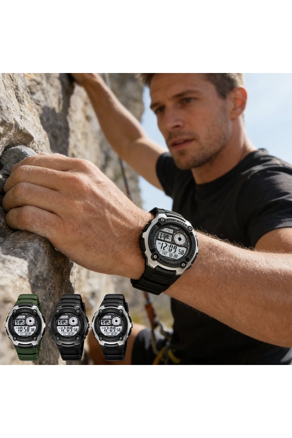 Luminous Multi Functional Outdoor Digital Watch For Running And Fitness Activities Waterproof Sturdy Material Countdown Timer Alarm Function Versatile For Outdoor Sports And Daily Time Checking