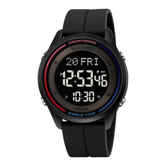 Luminous Multifunctional Digital Sports Watch, waterproof chronograph watch with alarm countdown, soft silicone strap for outdoor use,,Multicolor G