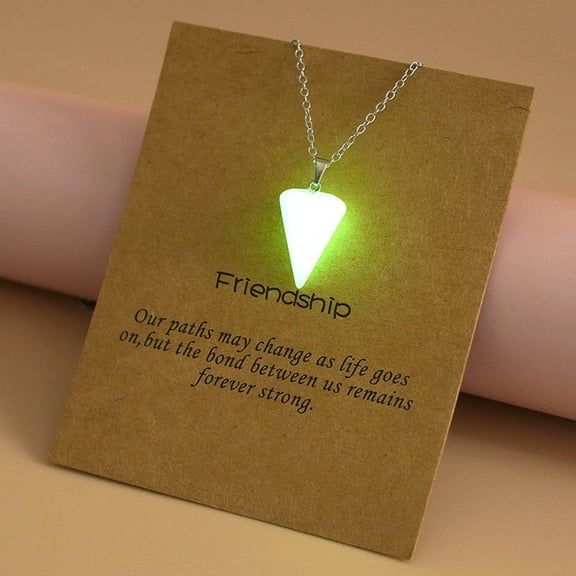 Luminous Necklace under $5! CQCYD Luminous Crystal Pendant Necklace, Glow in Dark Hexagonal Stone Chain, Fluorescent Christmas Gift Jewelry, Unique Night Light Necklace for Women