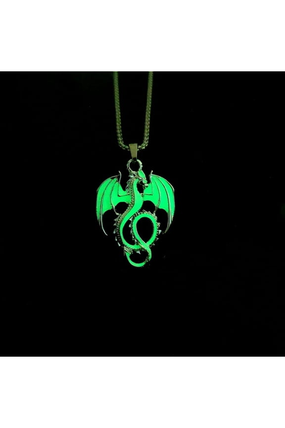 Luminous Necklace Dragon Pendant Necklace Punk Gothic Luminous Stainless Steel Necklace Jewelry Accessories Gift