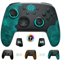 [Luminous Pattern] Switch Pro Controller Wireless Compatible with Nintendo Switch/OLED/Lite, FUNLAB Firefly Bluetooth Remote Gamepad with 7 LED Colors/Paddle/Turbo/Motion Control for Zelda Fans