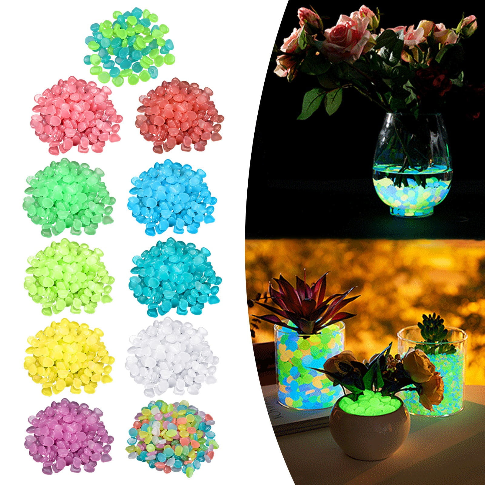Luminous Pebbles, 200pcs Glow in The Dark Rocks Outdoor Decorations ...