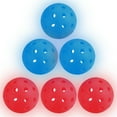 thumbnail image 1 of Luminous Pickleball Balls 40 Holes Glow in the Dark Pickleball Balls with Mesh Bag Red,Blue, 6 Pack, 1 of 8