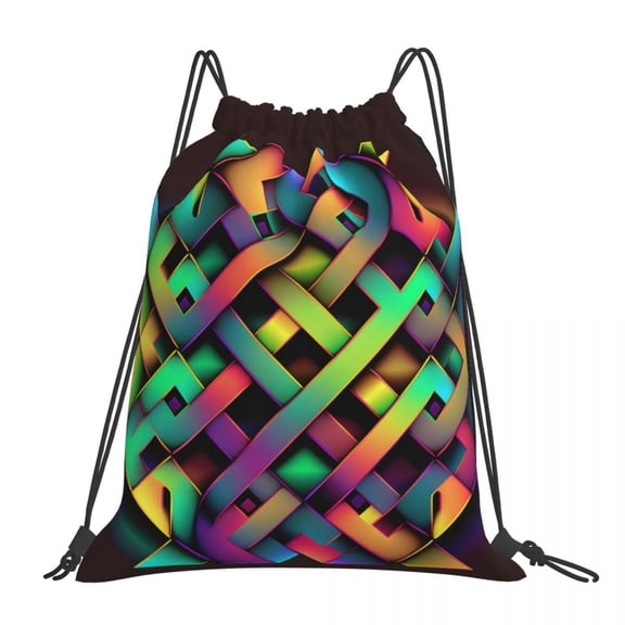 Luminous Plaid Backpacks Fashion Portable Drawstring Bags Drawstring Bundle Pocket Sports Bag Book Bags For Travel School